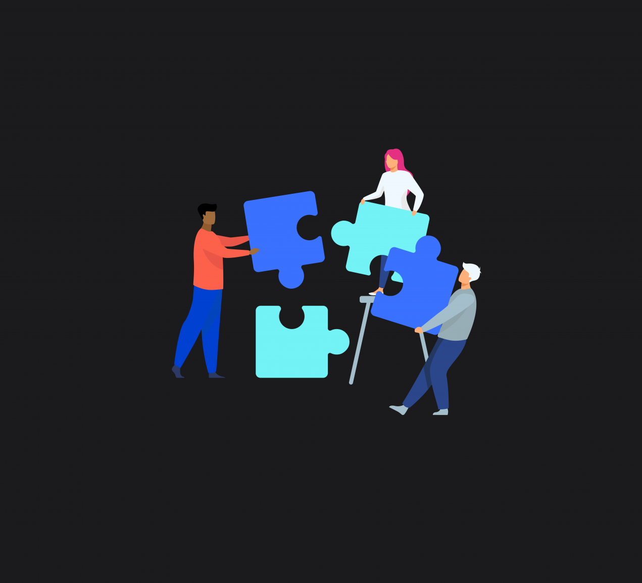 animated employees working together